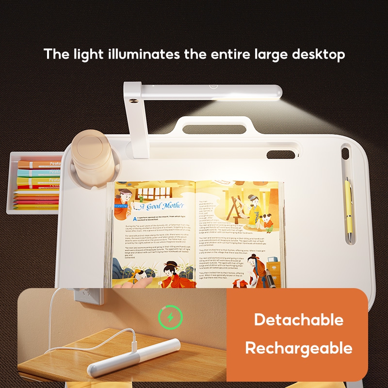 OATSBASF Foldable Storage Study Desk Tablet Stand With Reading Light ...
