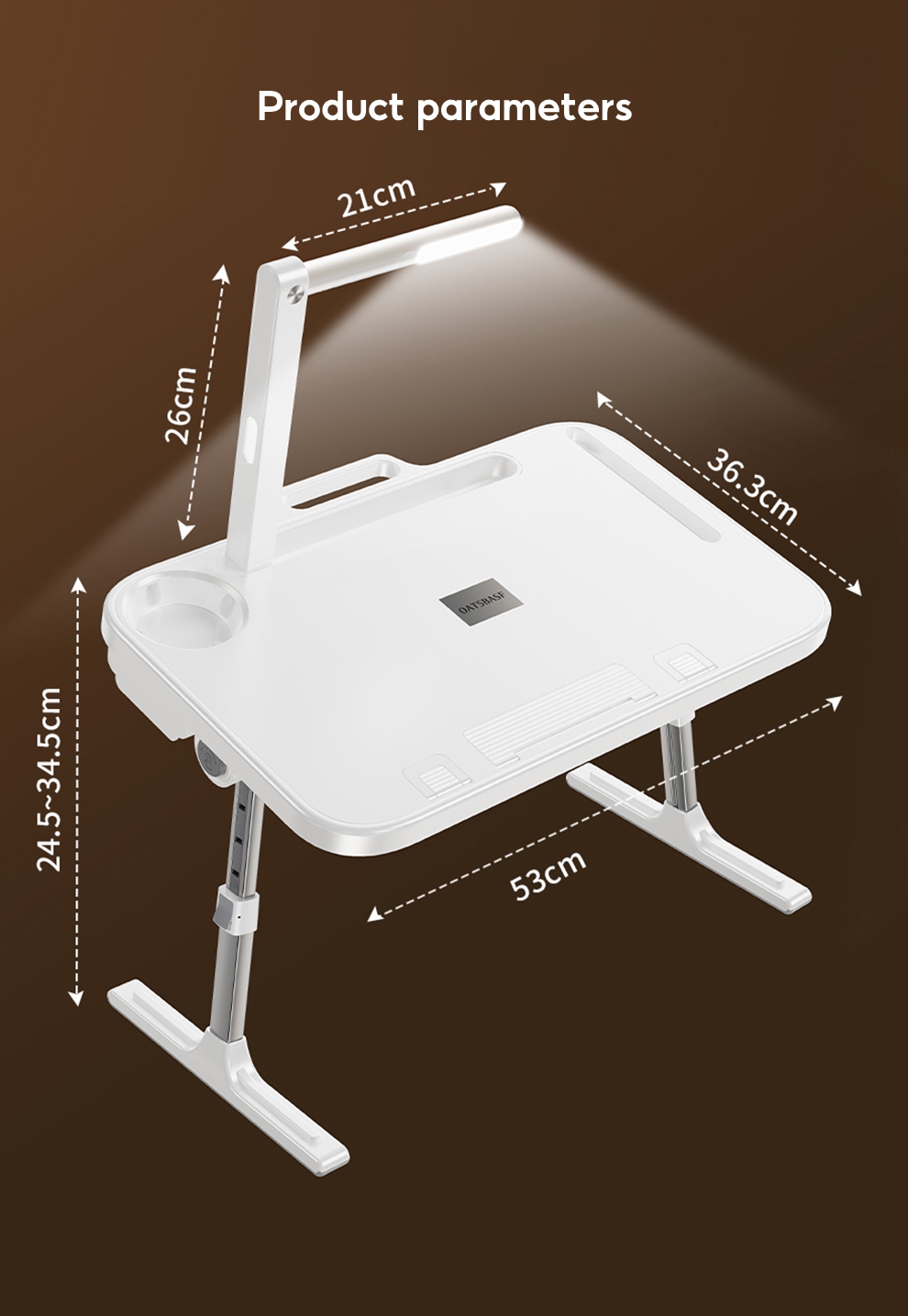 OATSBASF Foldable Storage Study Desk Tablet Stand With Reading Light ...