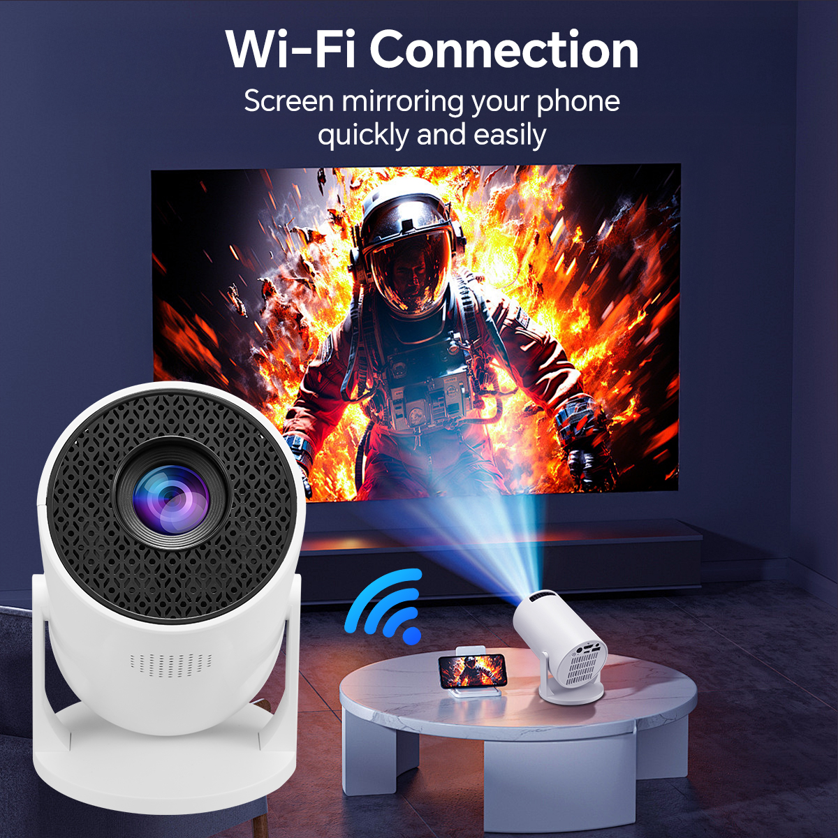 Portable smart projector HY300MINI wired and wireless mobile phone ...