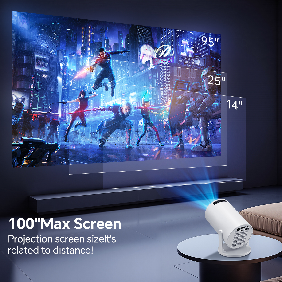 Portable smart projector HY300MINI wired and wireless mobile phone ...