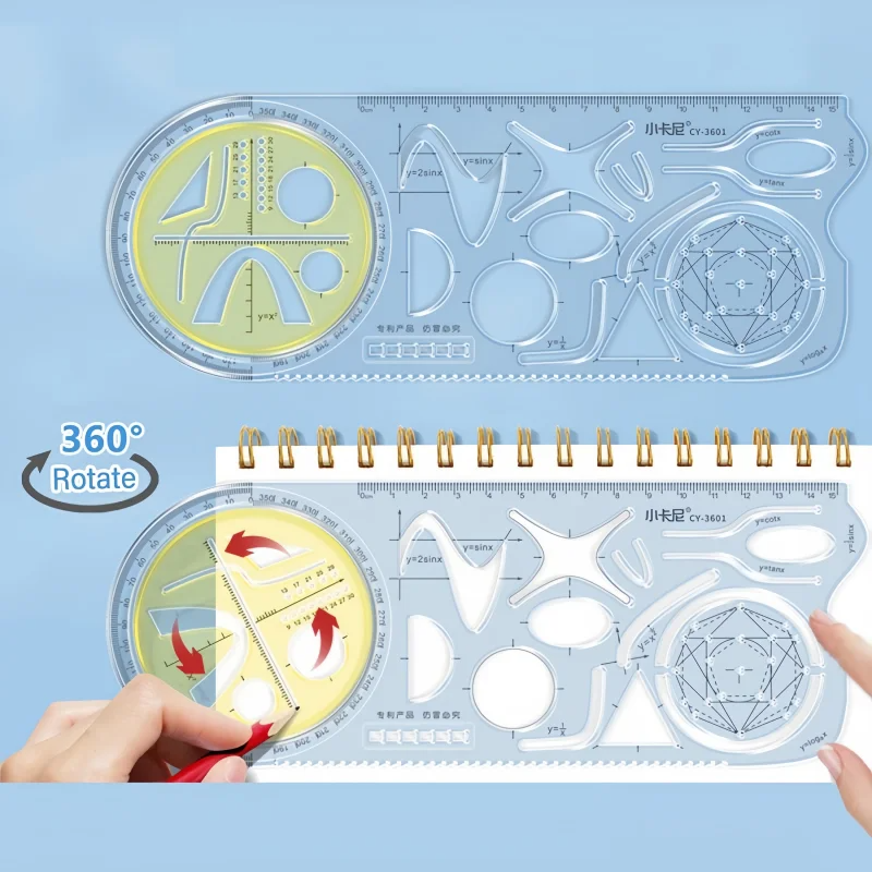 New Multi-Function Rotatable Math Geometry Ruler, Spirograph Drawing ...