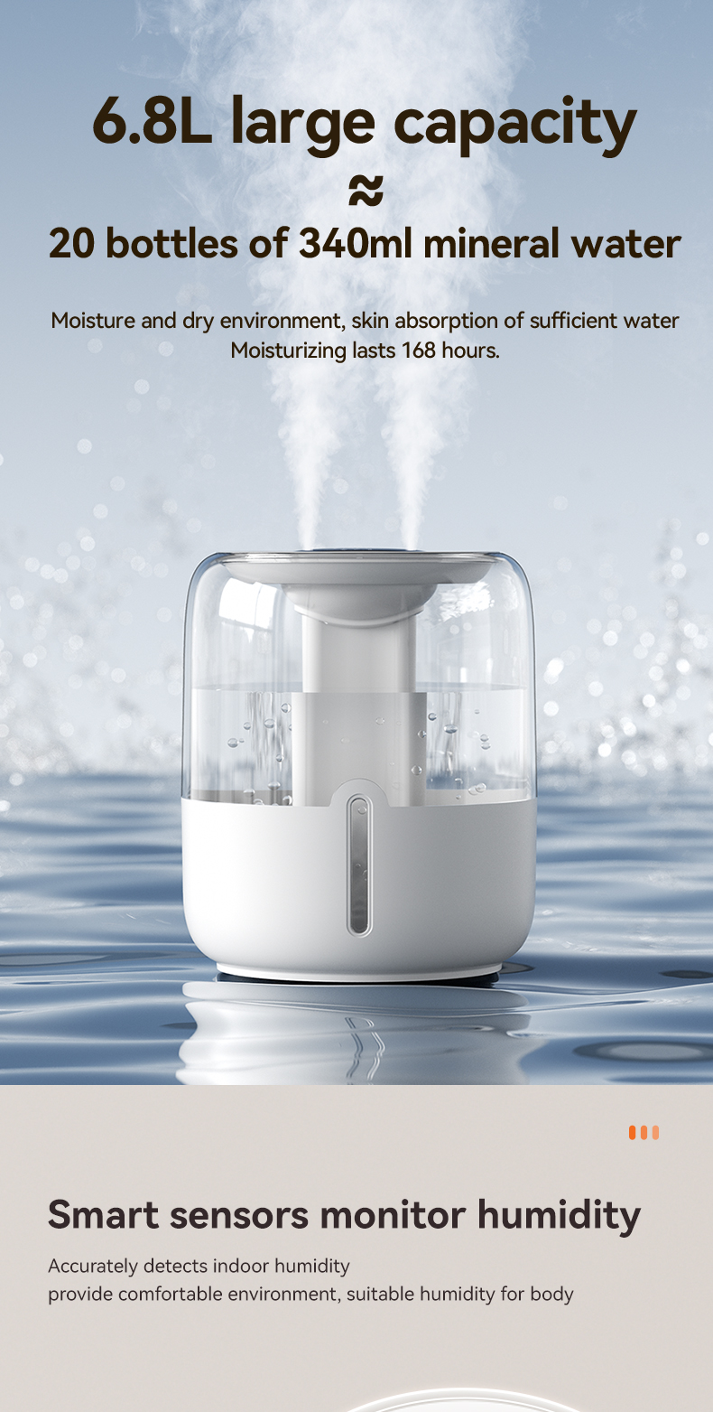YOMIO shatterproof 6.8L Large Capacity Air Humidifier Dual Mist ...