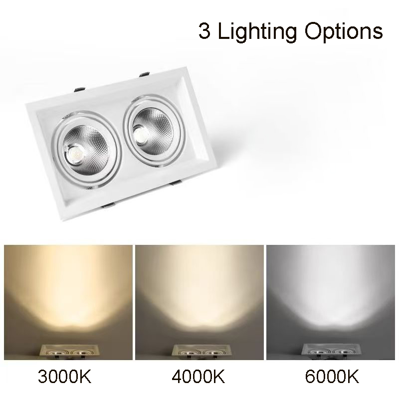 Rectangular LED Spotlight Three-Head COB Ceiling Light Commercial ...