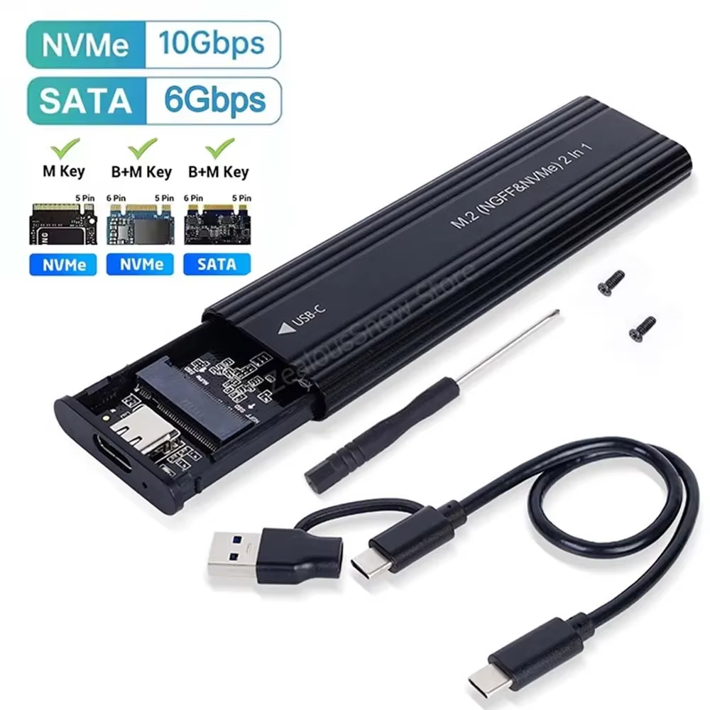M2 SSD Case NVME SATA Dual Protocol M.2 to USB Type C SSD Enclosure ...