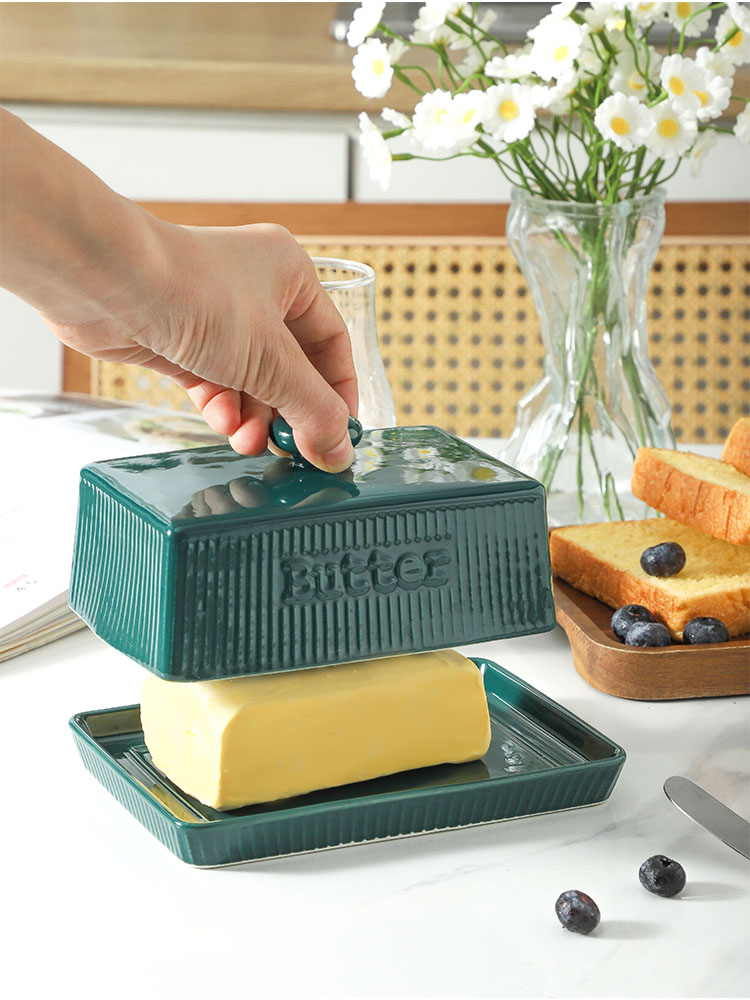 MBB Ceramic Butter Box with Lid & Free Knife - Perfect for Storing ...