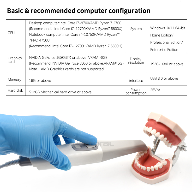 Runyes 3DS V5 Dental Intraoral Scanner Machine Digital 25mm Depth AI ...
