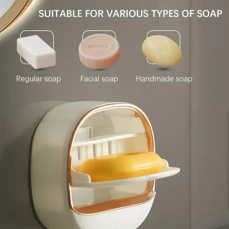 Soap Box Wall-mounted No-punch Installation Drain Rack Soap Storage ...