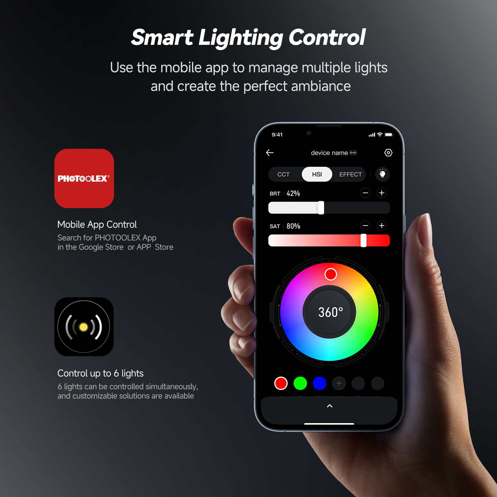 PHOTOOLEX Official Genuine TOFU Light HSI36000 Full Color RGB Fill Ligh ...