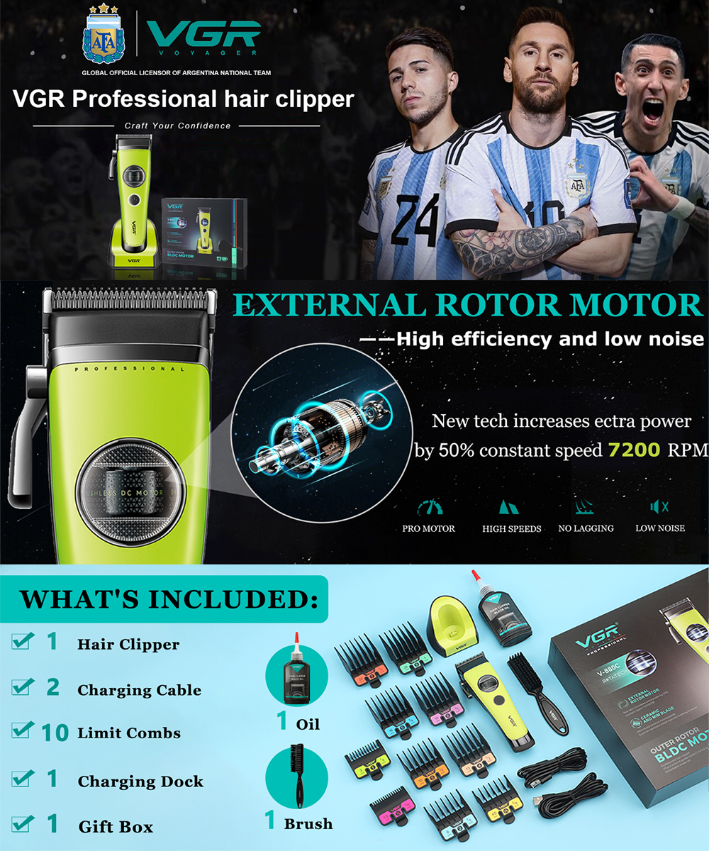 【KL Stock】VGR V-880 Newly launched brushless visible rotation motor ...