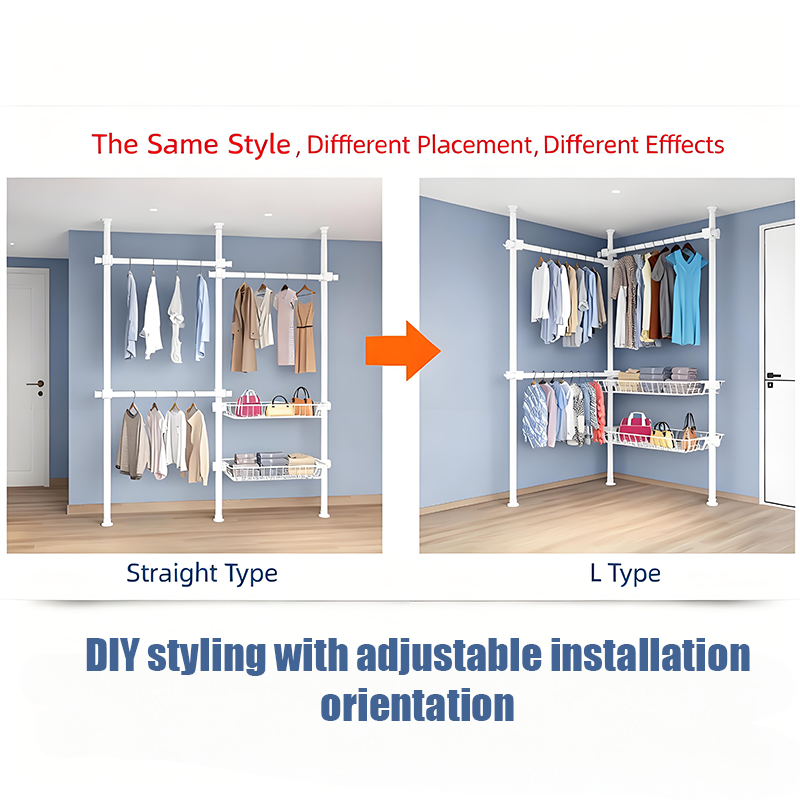 4V/4H+2Tray Stretchable Clothes Rod Telescopic Strong Steel Structure ...