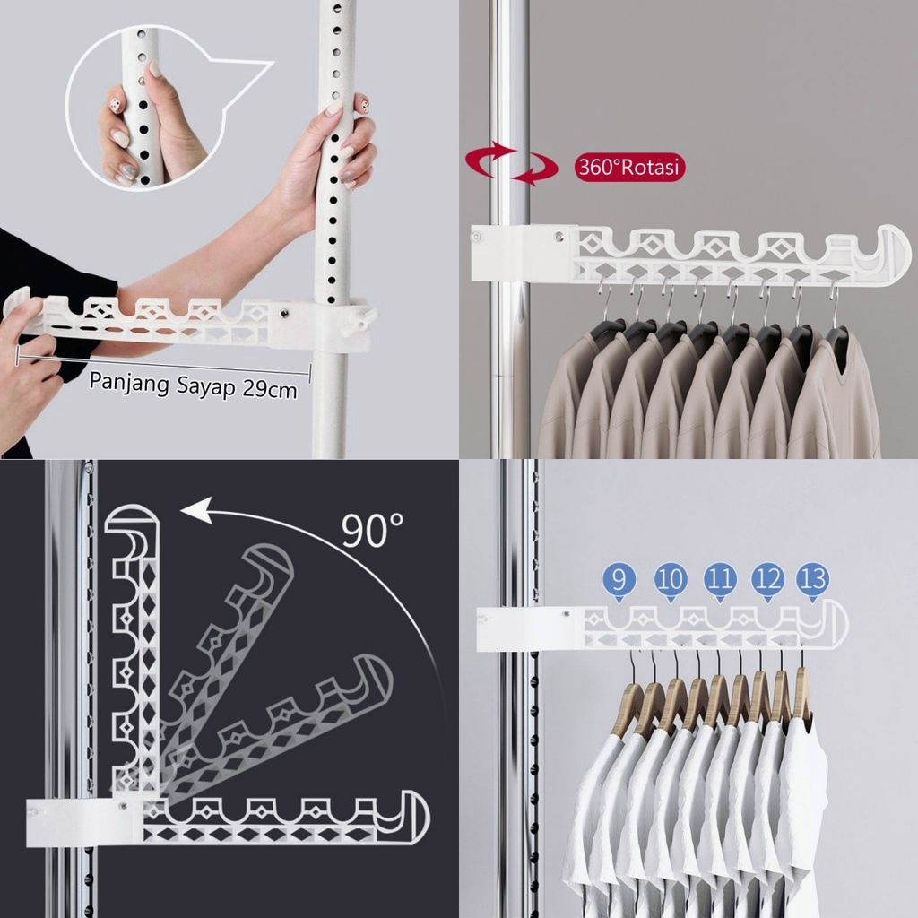 4V/4H+2Tray Stretchable Clothes Rod Telescopic Strong Steel Structure ...