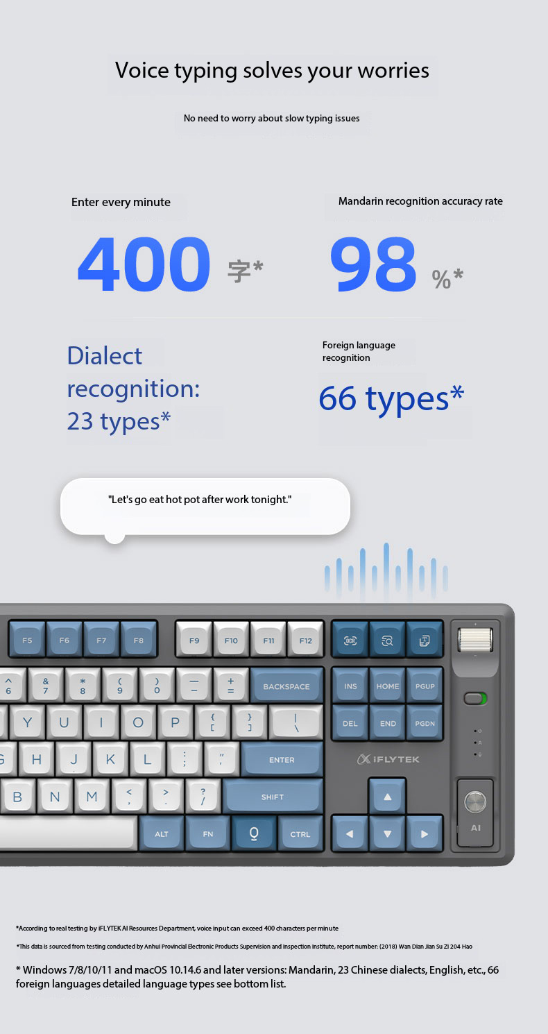 IFLYTEK T8 Spark Edition AI Mechanical Keyboard Bluetooth Keyboard Red ...