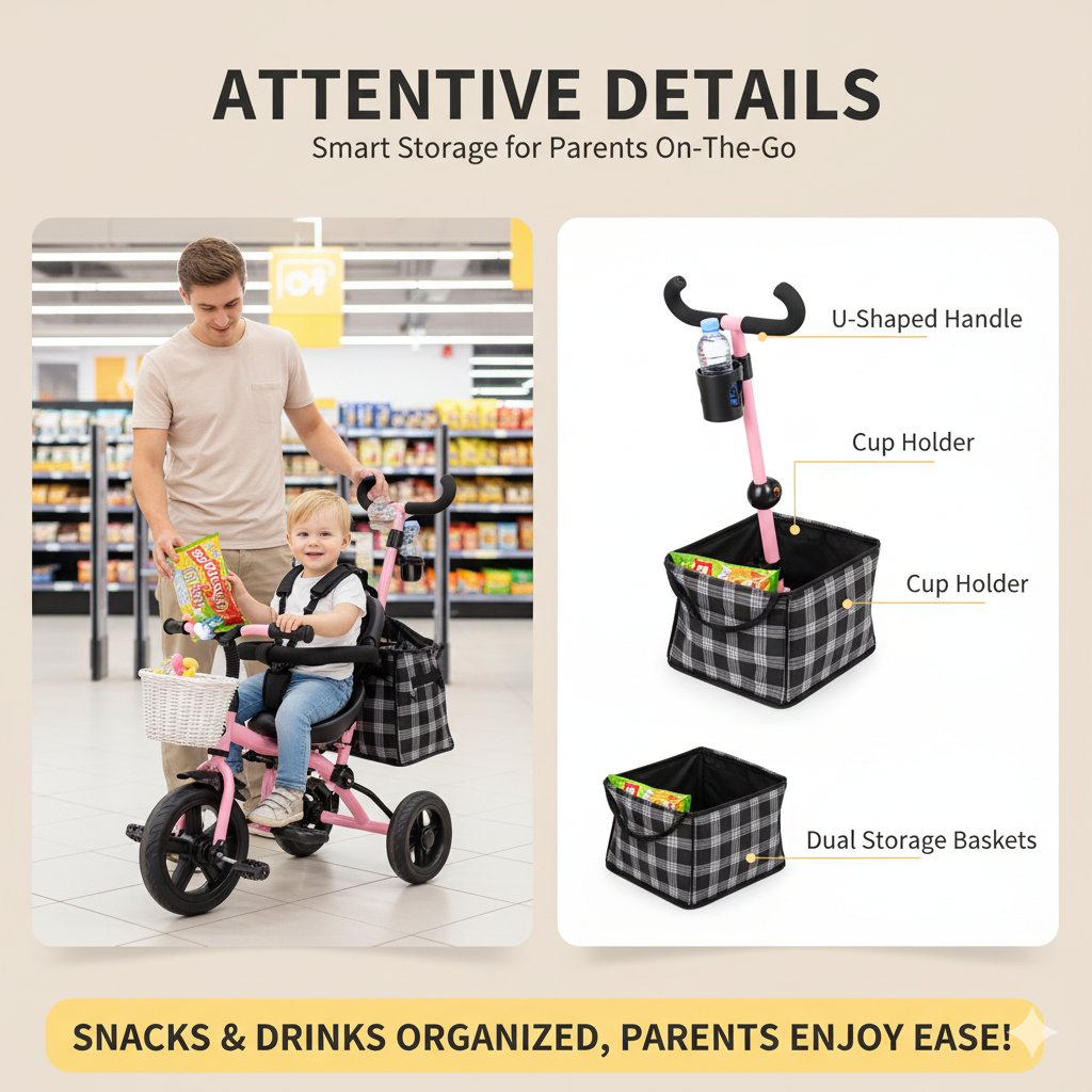 【BOBOO】Tricycle Kids Kids Bike Stroller Baby with Push Handle Canopy ...