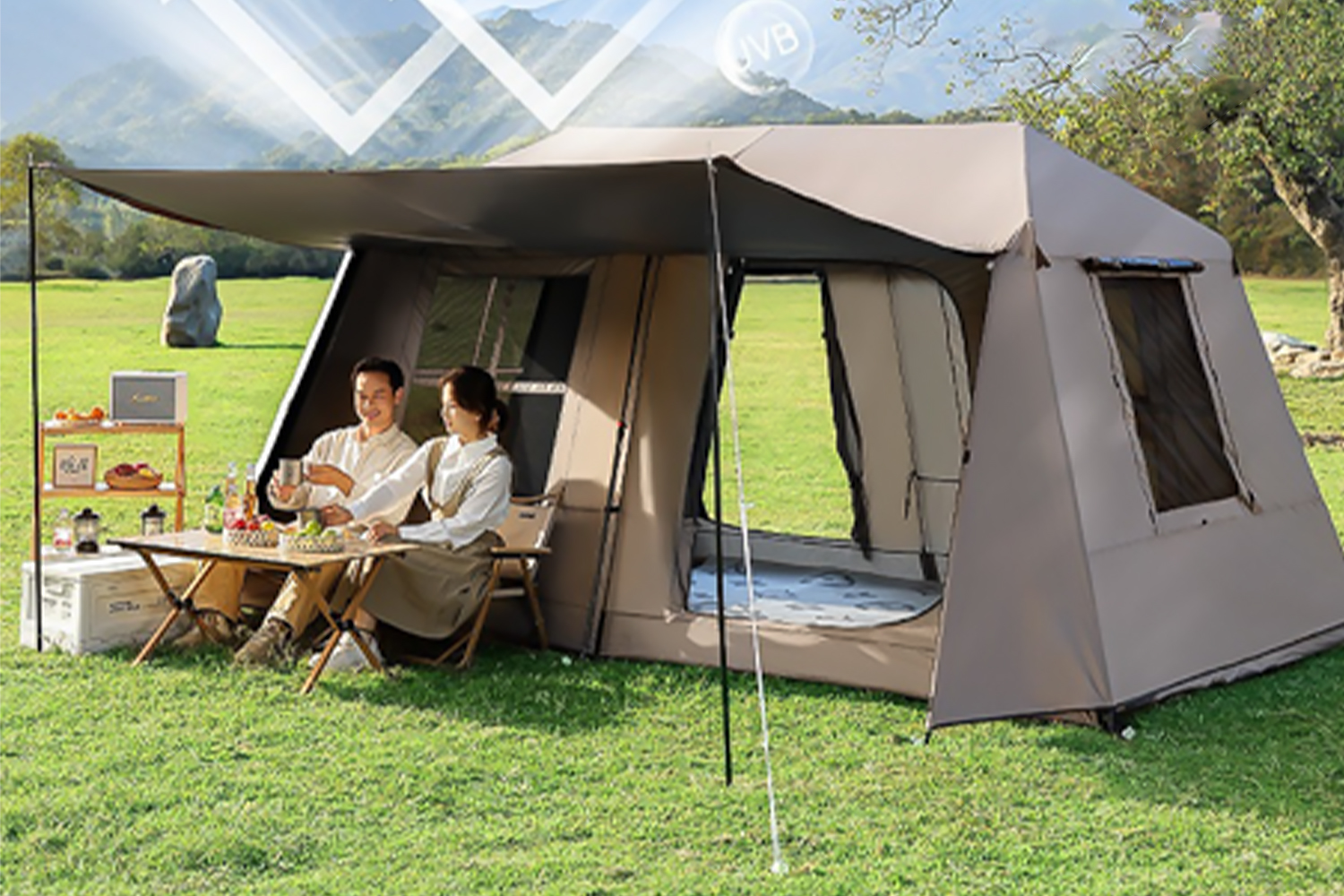 Mount Peak Village13 Automatic camping ridge tent Ti-Black waterproof ...