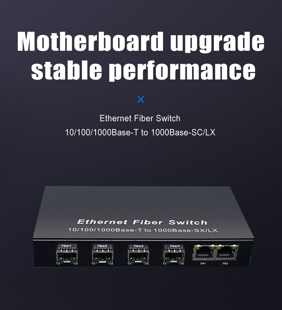 JT-COM Gigabit SFP Fiber Switch 1000Mbps Optical Media Converter 4 ...