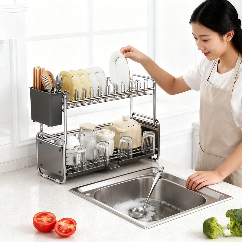 Cambond 2 Tiers Dish Rack 304 Stainless Steel Detachable Kitchen ...