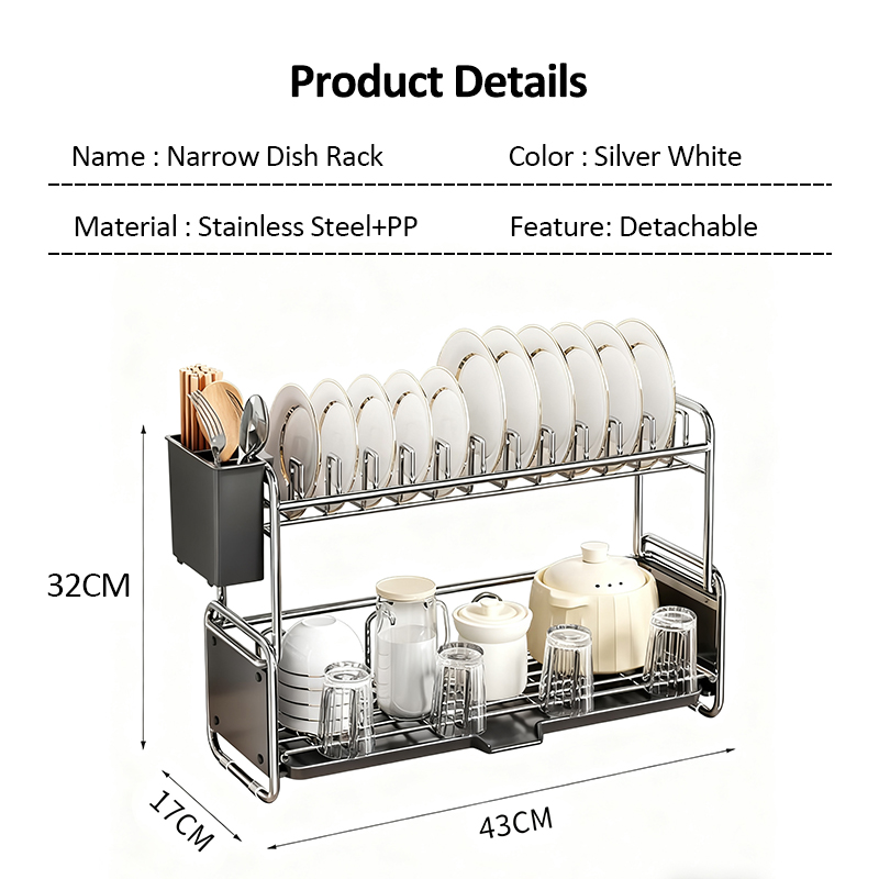 Cambond 2 Tiers Dish Rack 304 Stainless Steel Detachable Kitchen ...