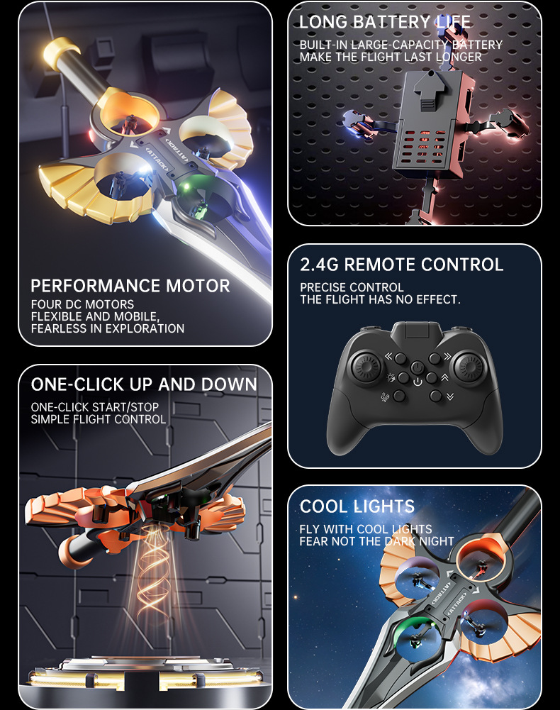 Mainan Remote Control RC Pedang Terbang Lightsaber Sword Stunt 360 ...