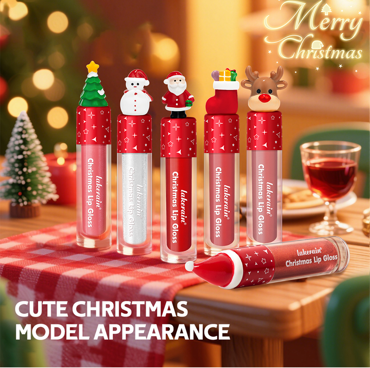 Christmas Lip Gloss Set 6-Piece Matte Velvet Fog Finish, Holiday Lip ...