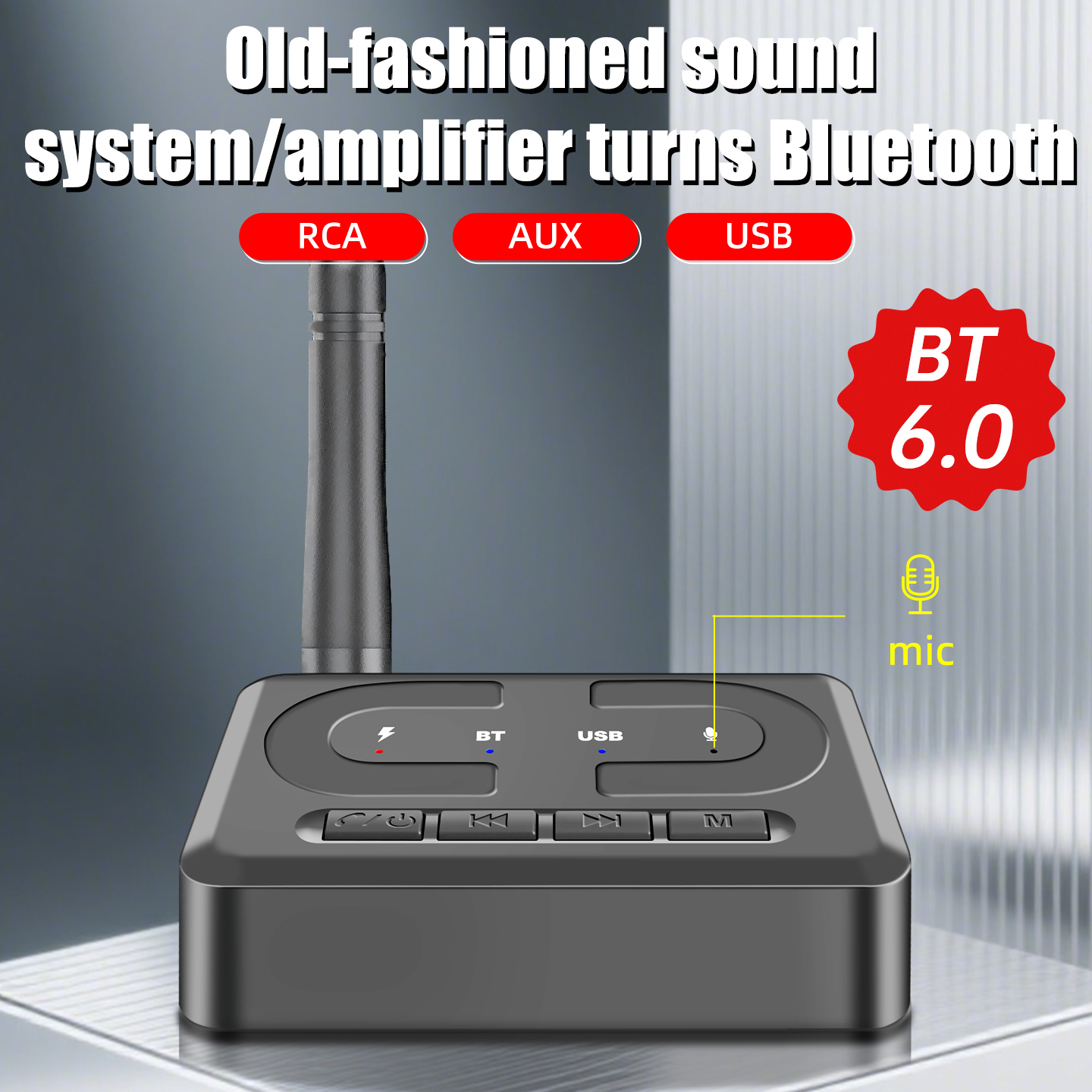 AUX RCA Bluetooth Receiver Adapter for Home Stereo System, HiFi 3.5mm ...