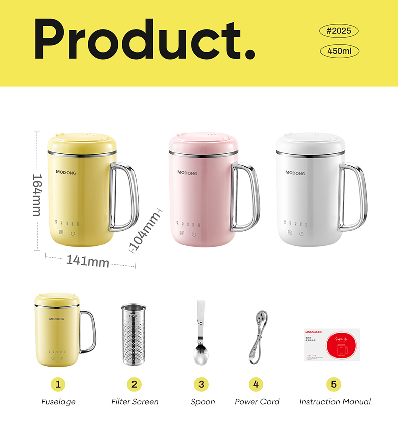 MODONG 316 Stainless Steel Electric Stewing Cup 450ML Travel Water Cup ...