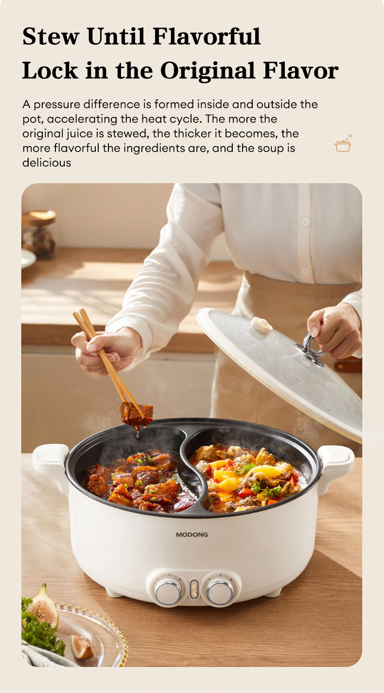 MODONG 8L Hot Pot Cooker Household Quick-Heating Steamboat Pot Multi ...