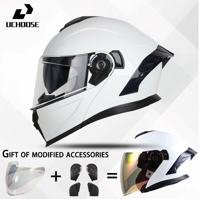 Uchoose Motorcycle Revealing Helmet Detachable Three-Quarter Helmet ...