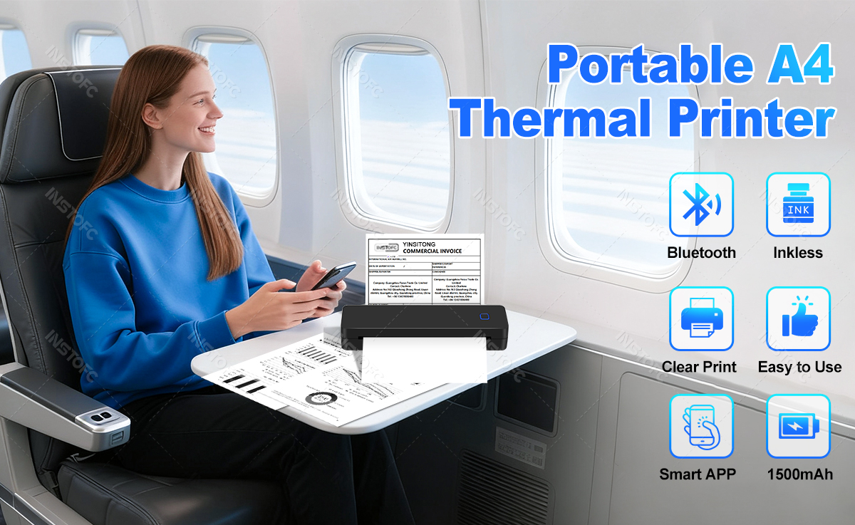 Portable Thermal Printer A4 Wireless Bluetooth Inkless Printing For ...