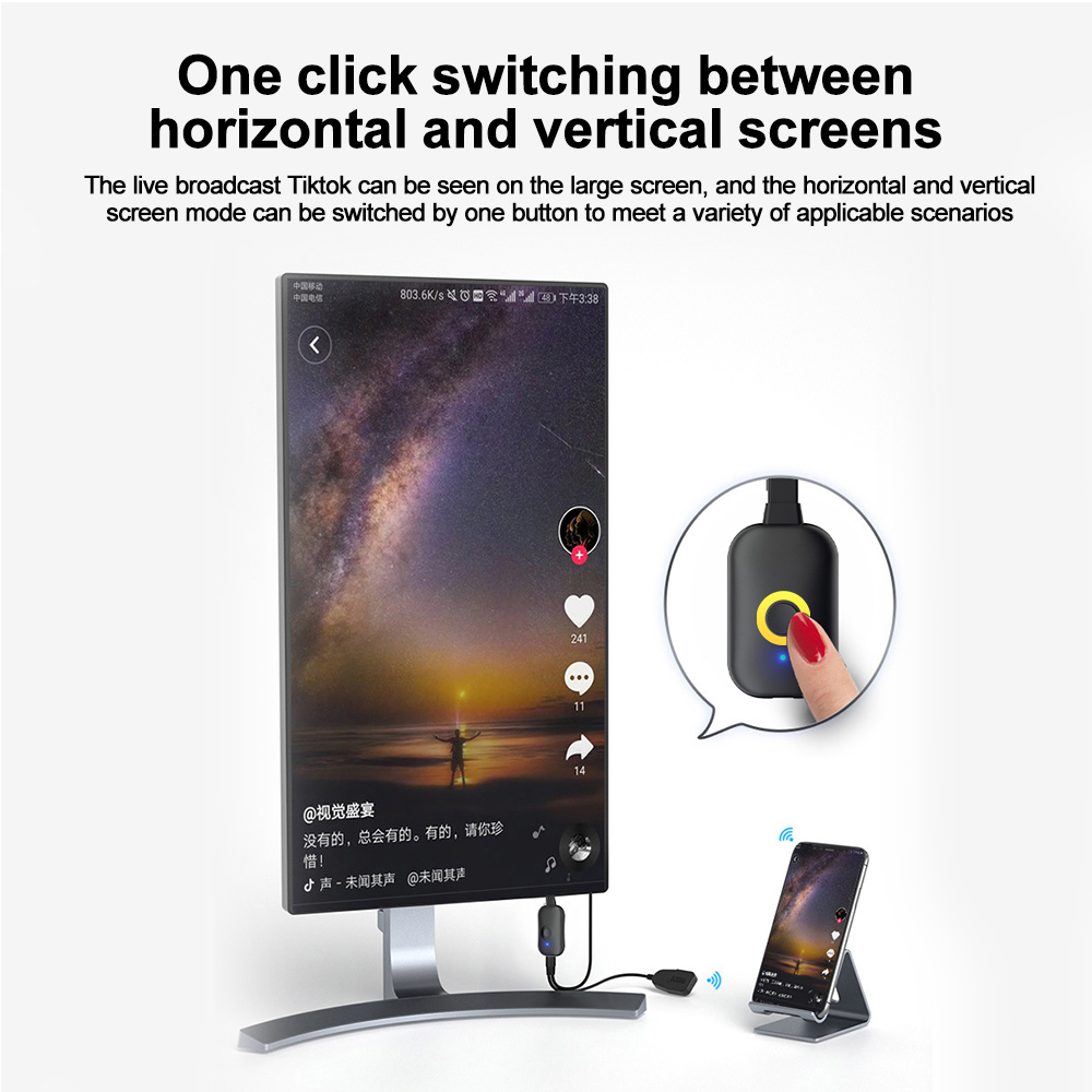 4K HDMI TV Stick Video Receiver Screen Mirroring Wireless 2.4G/5G 1080P ...