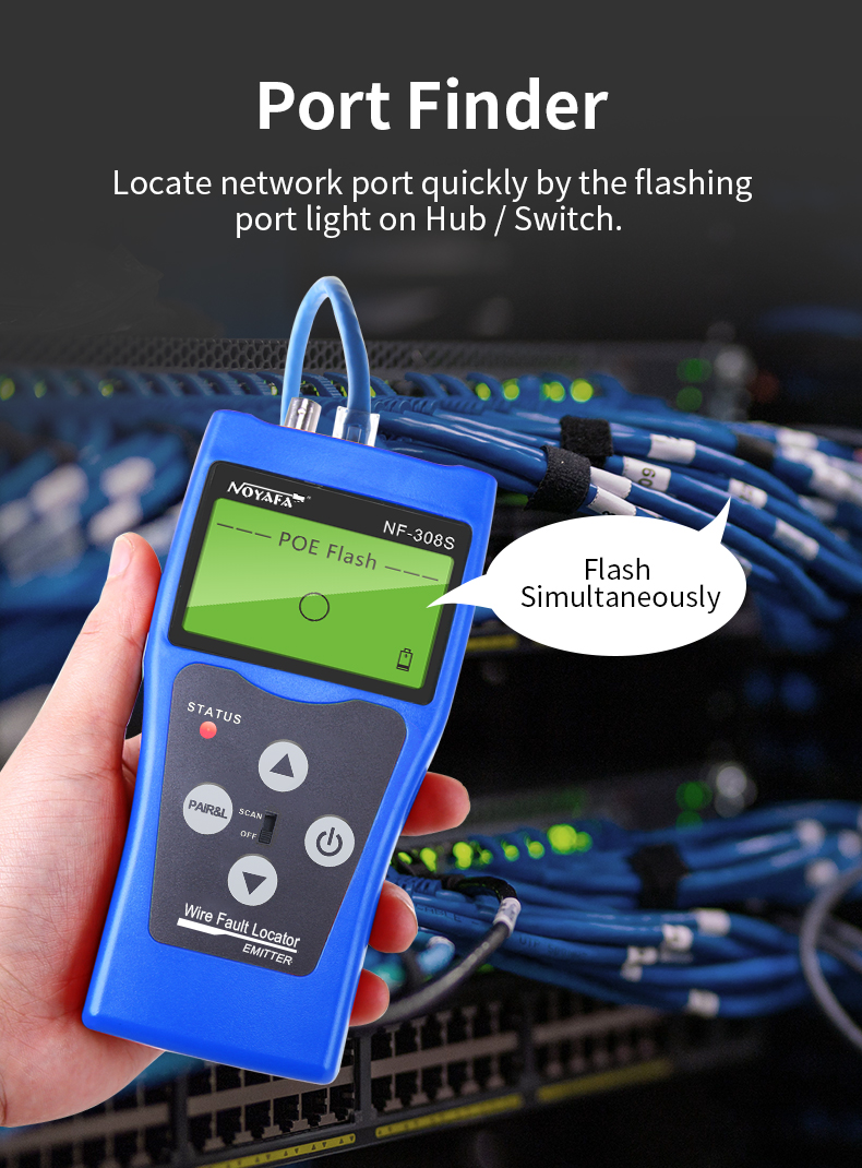 Noyafa Network Cable Tester NF-308S LCD Display Cable Tracker Measure ...