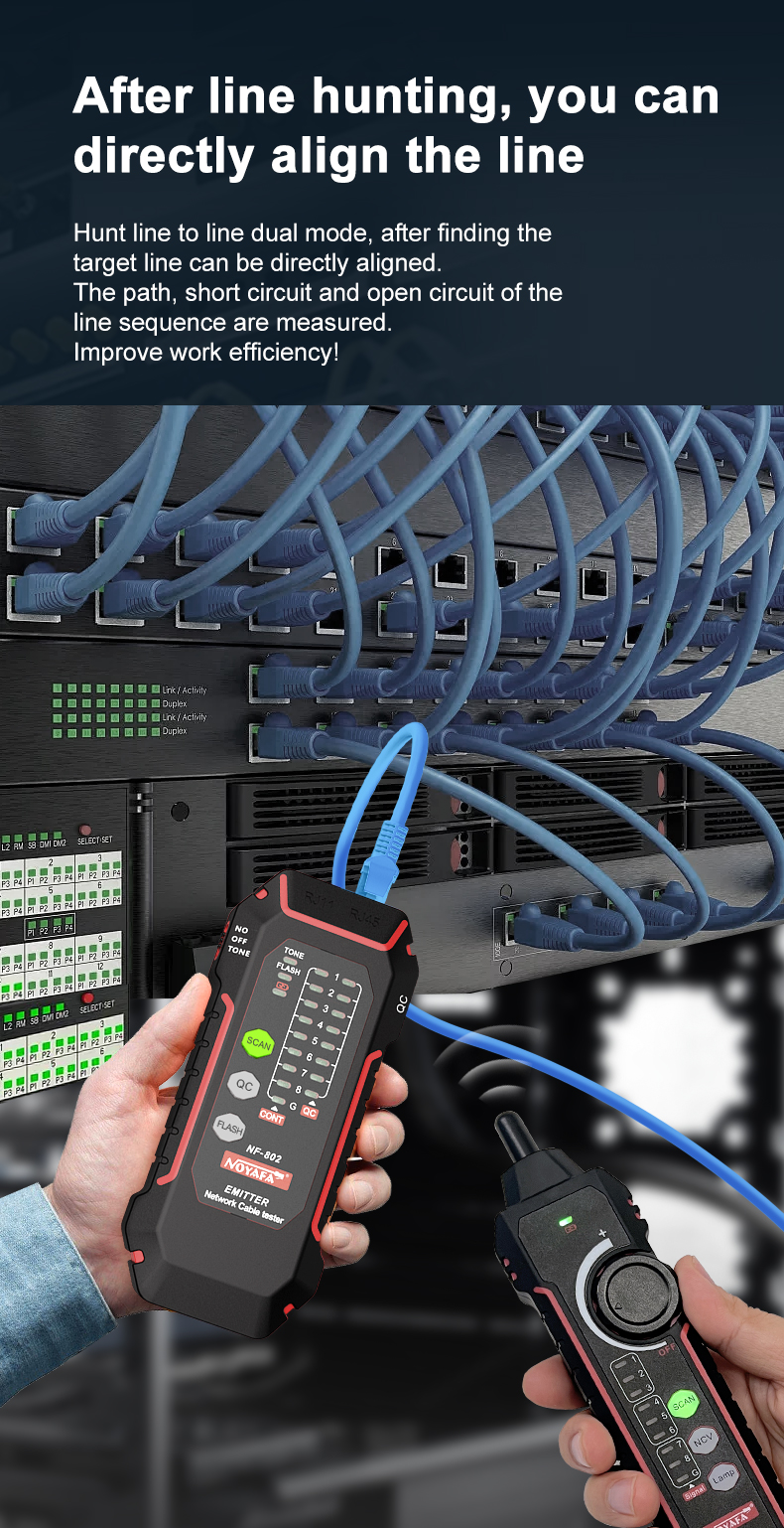 NOYAFA Network Cable Tester NF-802 Cable Tracker Anti-Interference Poe ...