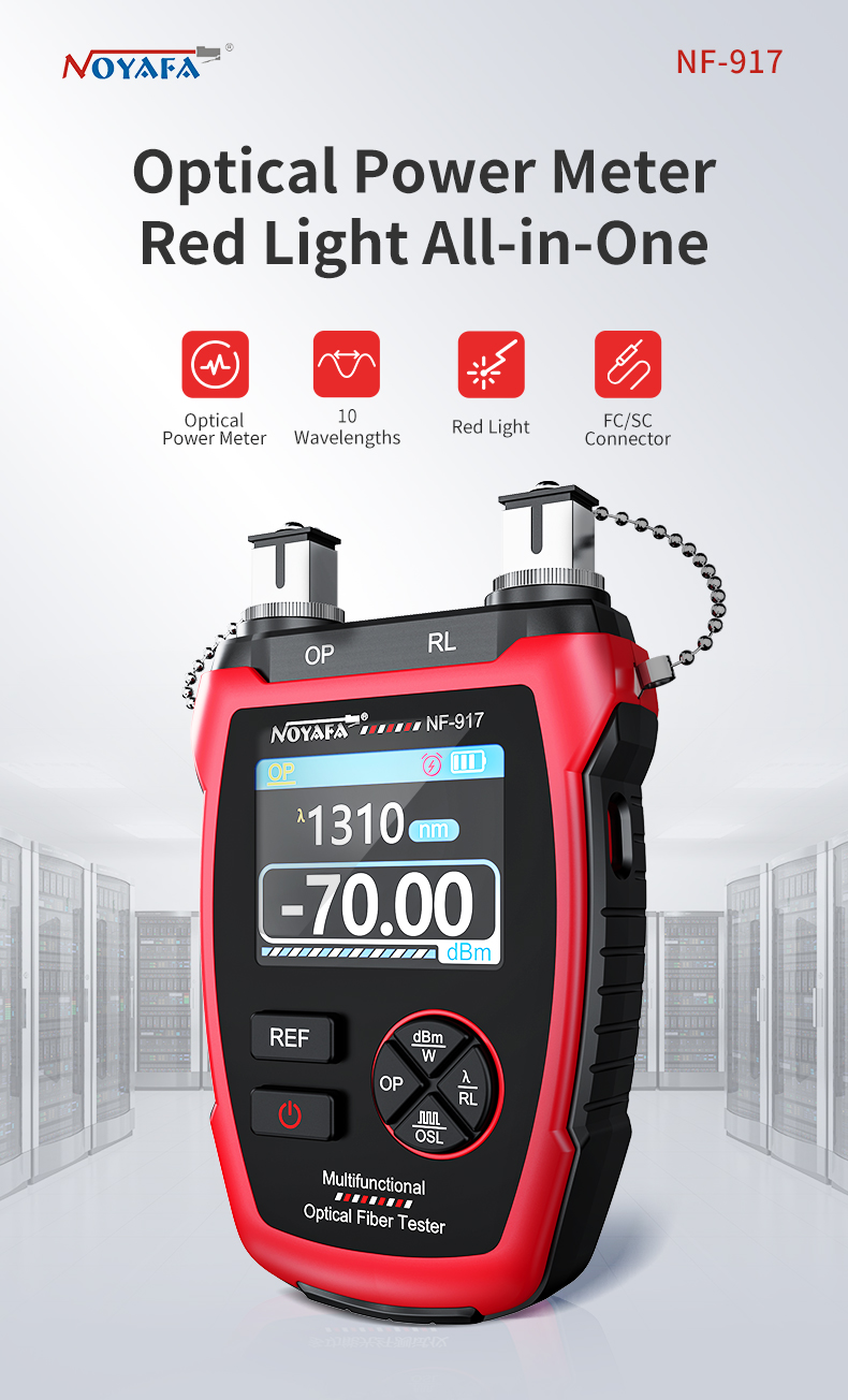 NOYAFA NF-917 Optical Power Meter Fiber Optic Tester VFL REF FC SC ...