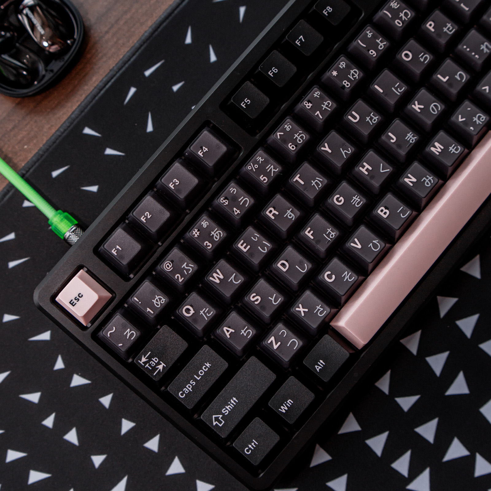Dark Olivia Keycaps Japanese Root PBT+PC Black Pink Translucent Double ...
