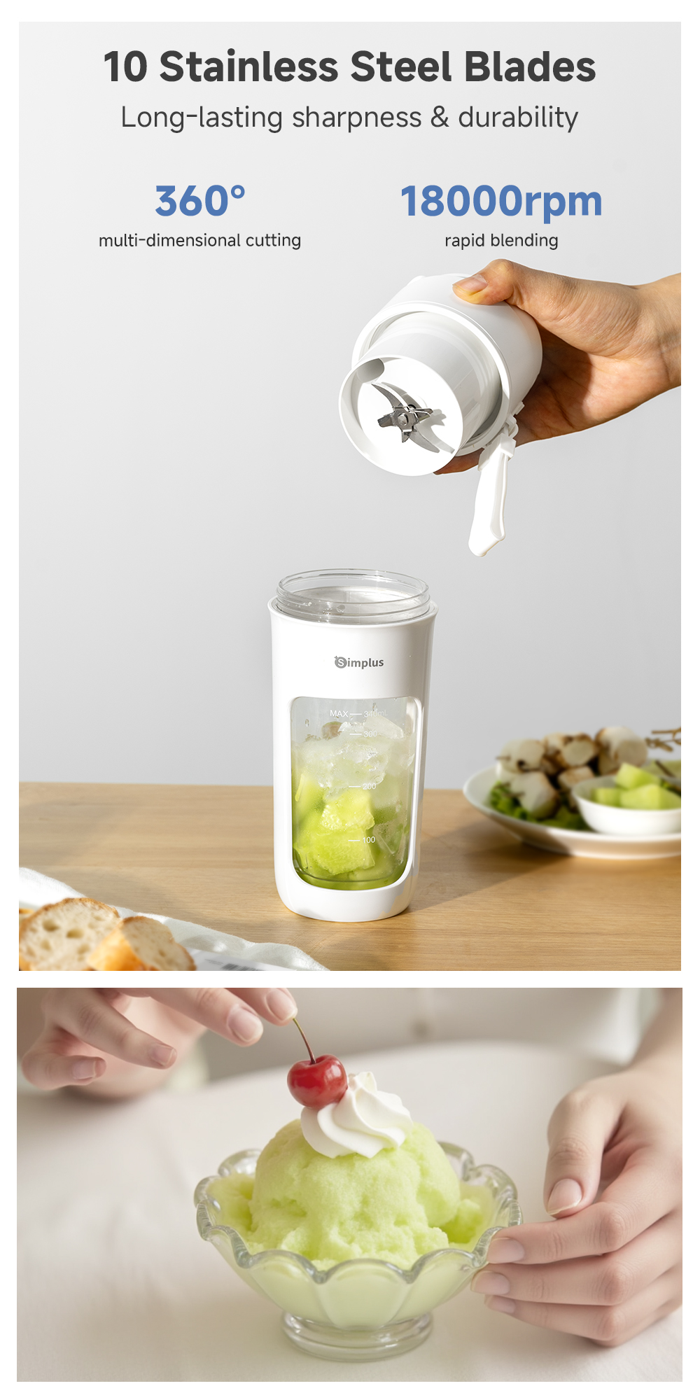 Simplus Juicer Wireless Portable Direct Drink Cup丨340mL Capacity丨 ...