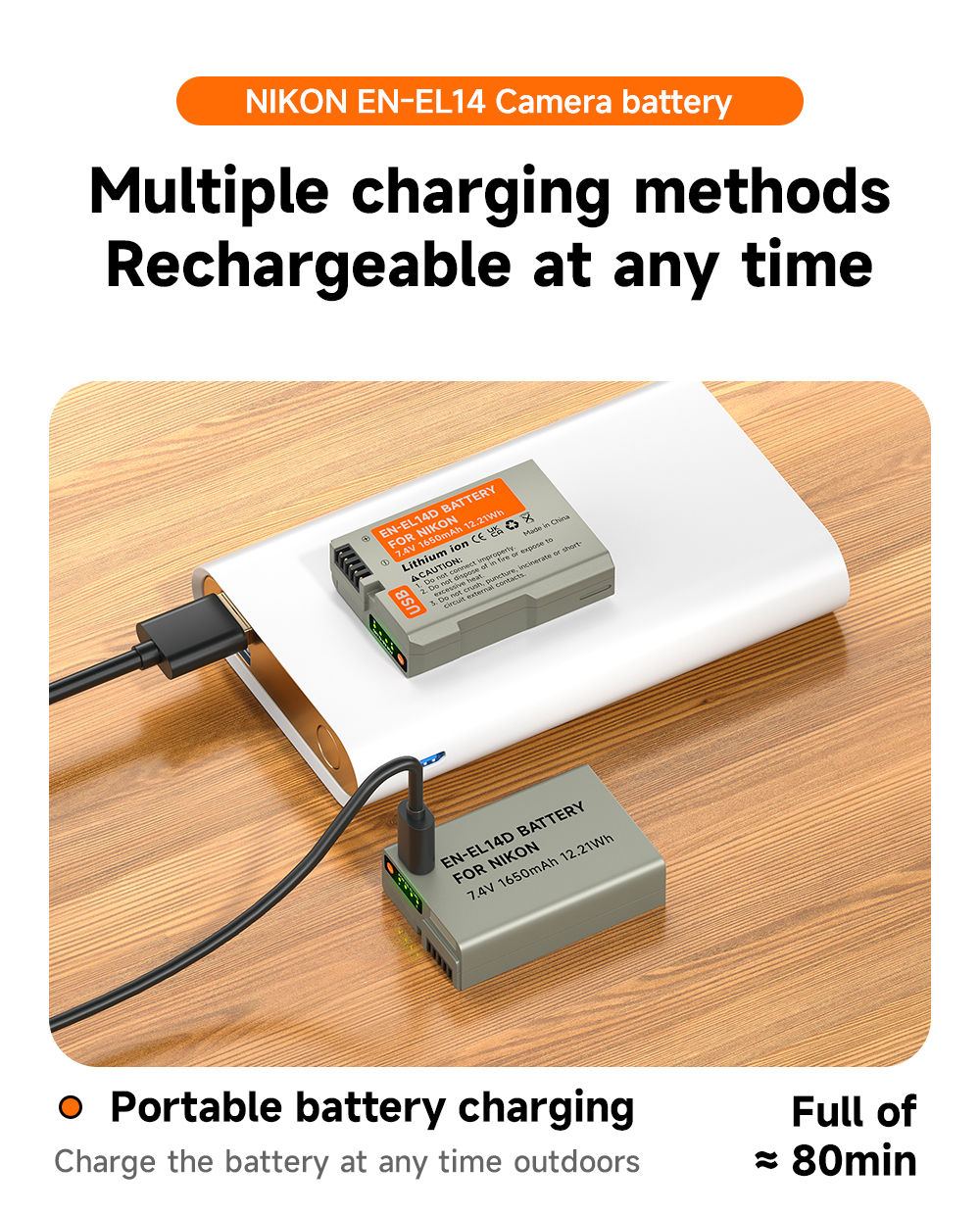 PALO EN-EL14 EN EL14 EL14a Battery 1650mAh With Type-C Interface For ...