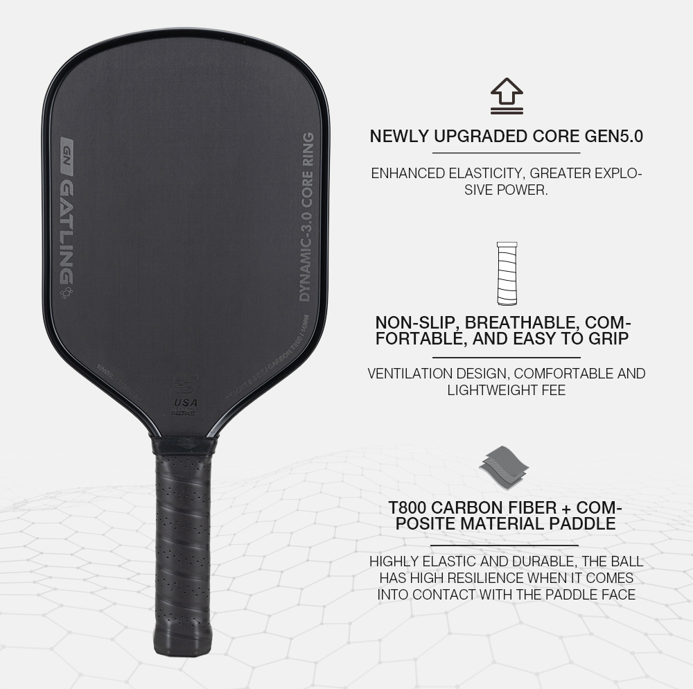 TIMPARC Gatling 5S Gradient Pickleball Paddle，Gen5 Inner Core T800 ...