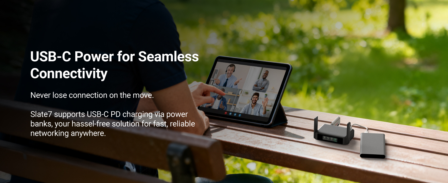 GL-BE3600 (Slate 7) Portable Travel Router, Pocket Dual-Band Wi-Fi 7, 2 ...