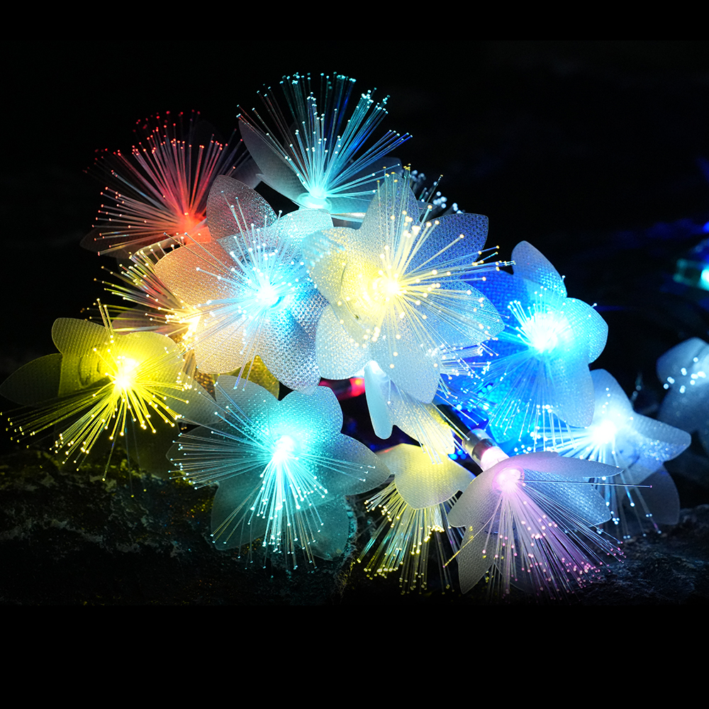 5M 20 Bulbs Solar Flower Optic Fiber String Lights Outdoor Waterproof ...