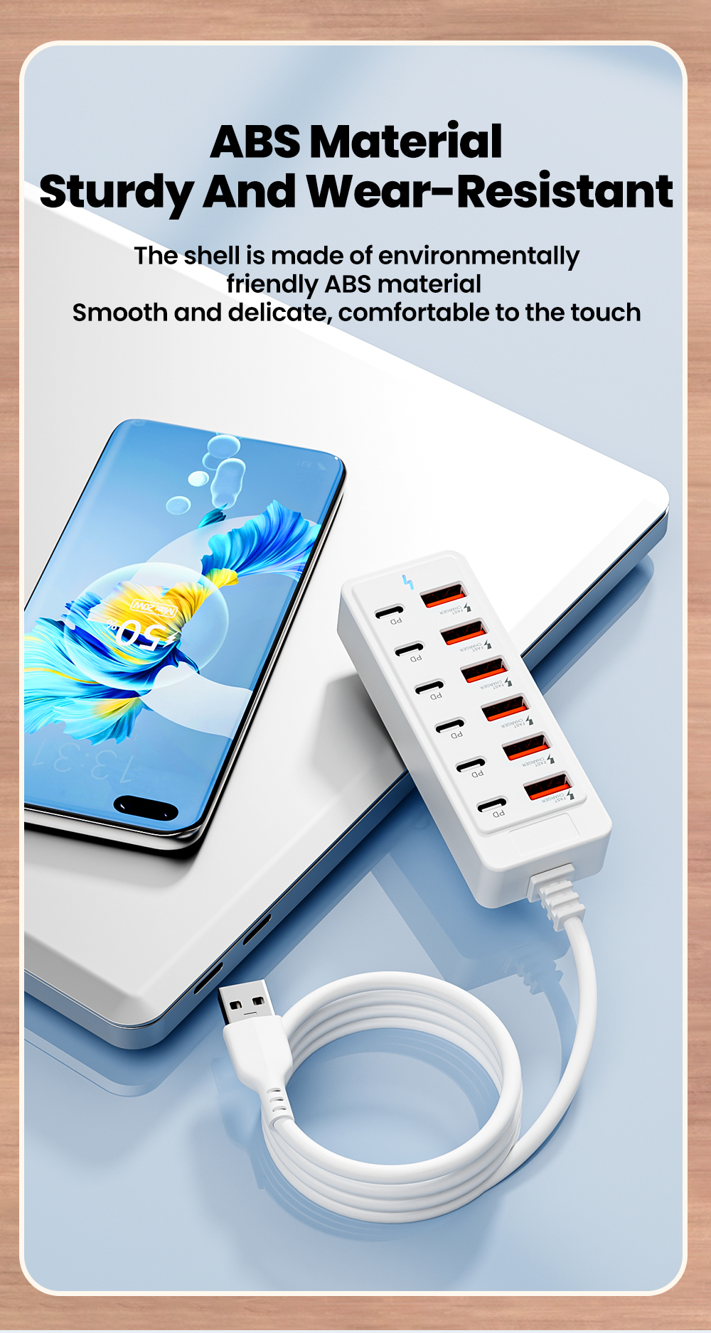 Power 12 In 1 Strip Desktop Charging Station 1M Cord USB HUB Adapter ...