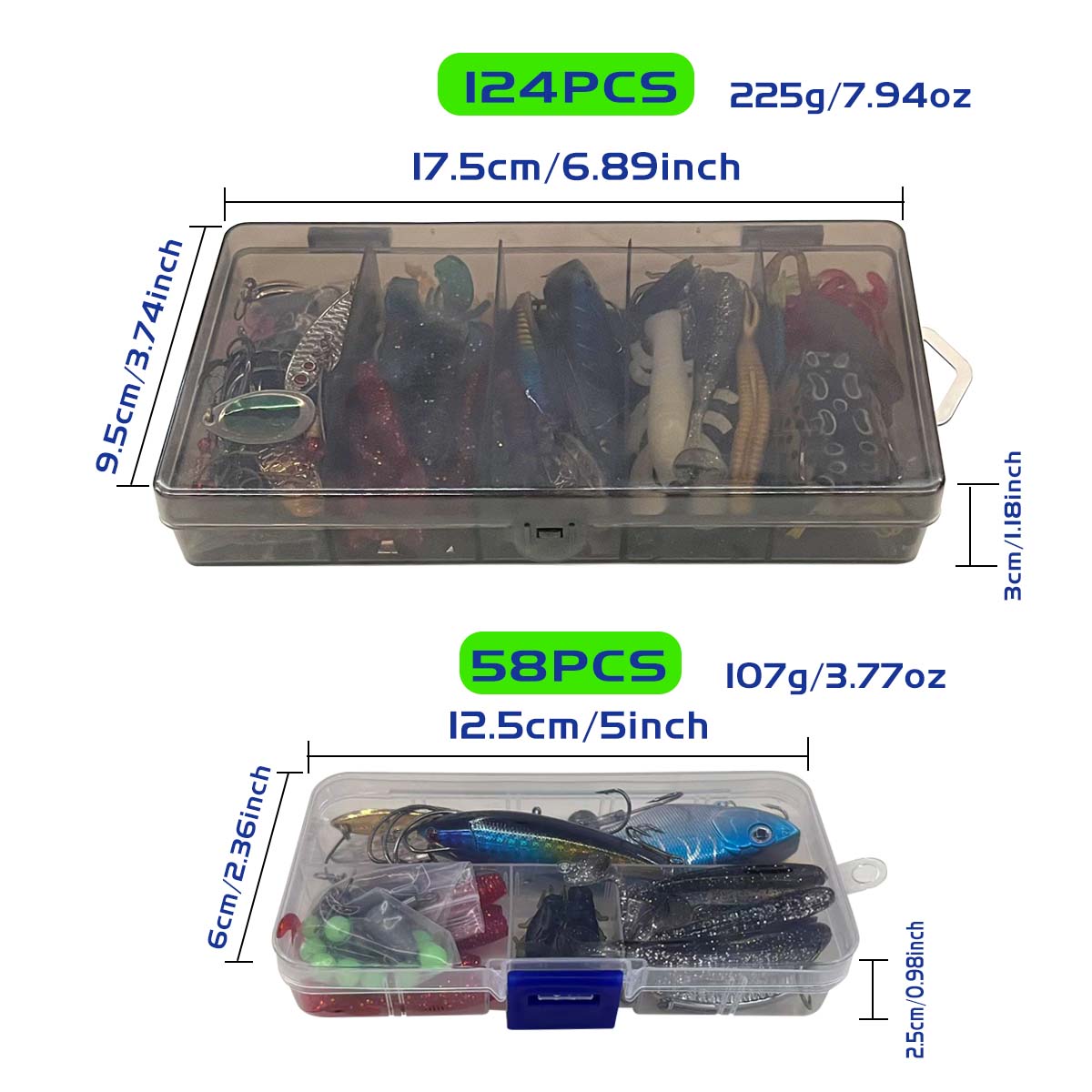 Fishing Bait Set 58/124-Piece , Including Biomimetic Soft Crank Hook ...