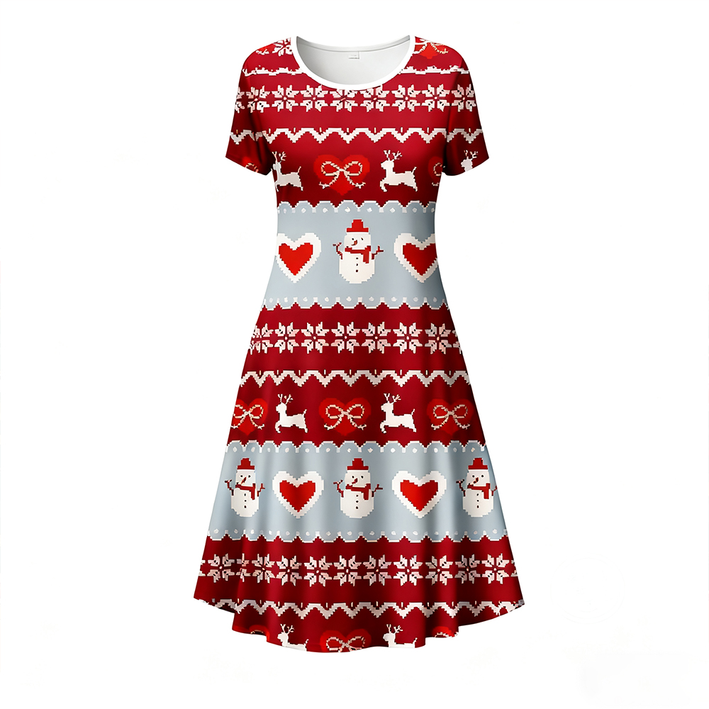 2026 New Fashion Santa Claus Christmas Dress - Mid-Length with Vintage ...