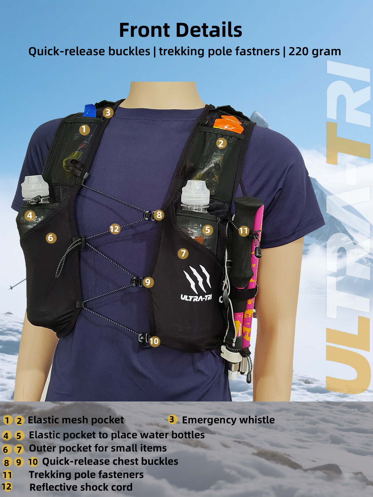 ULTRA-TRI Hydration Running Backpack Vest Trail Run Pack Lightweight ...
