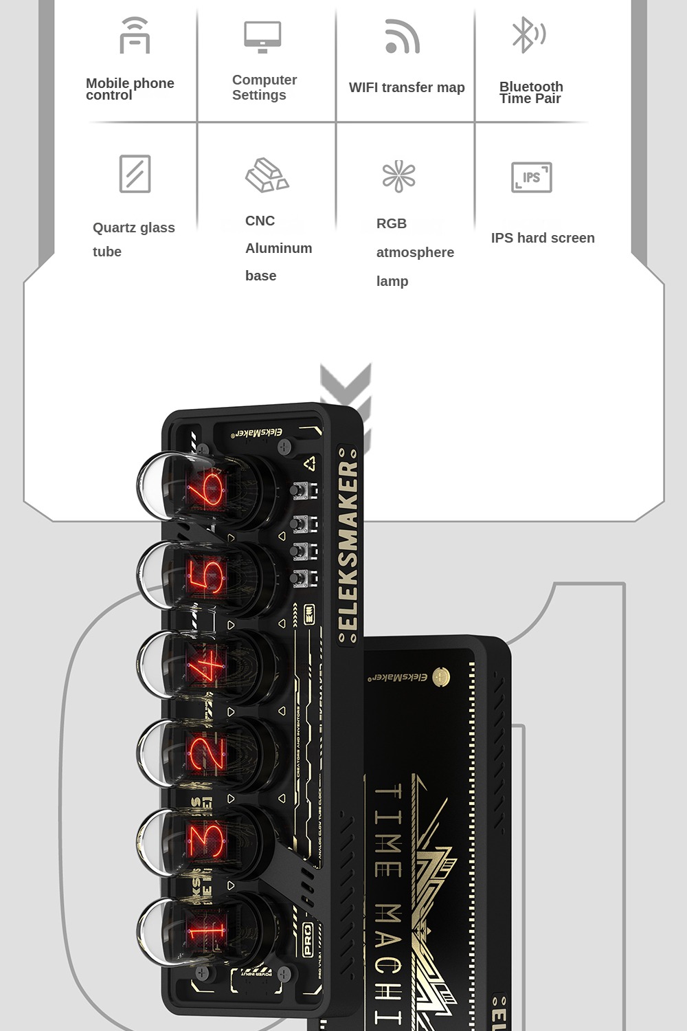 EleksMaker｜EM IPS PR3 RGB EleksTube Nixie Tube Clock - Retro Computer ...
