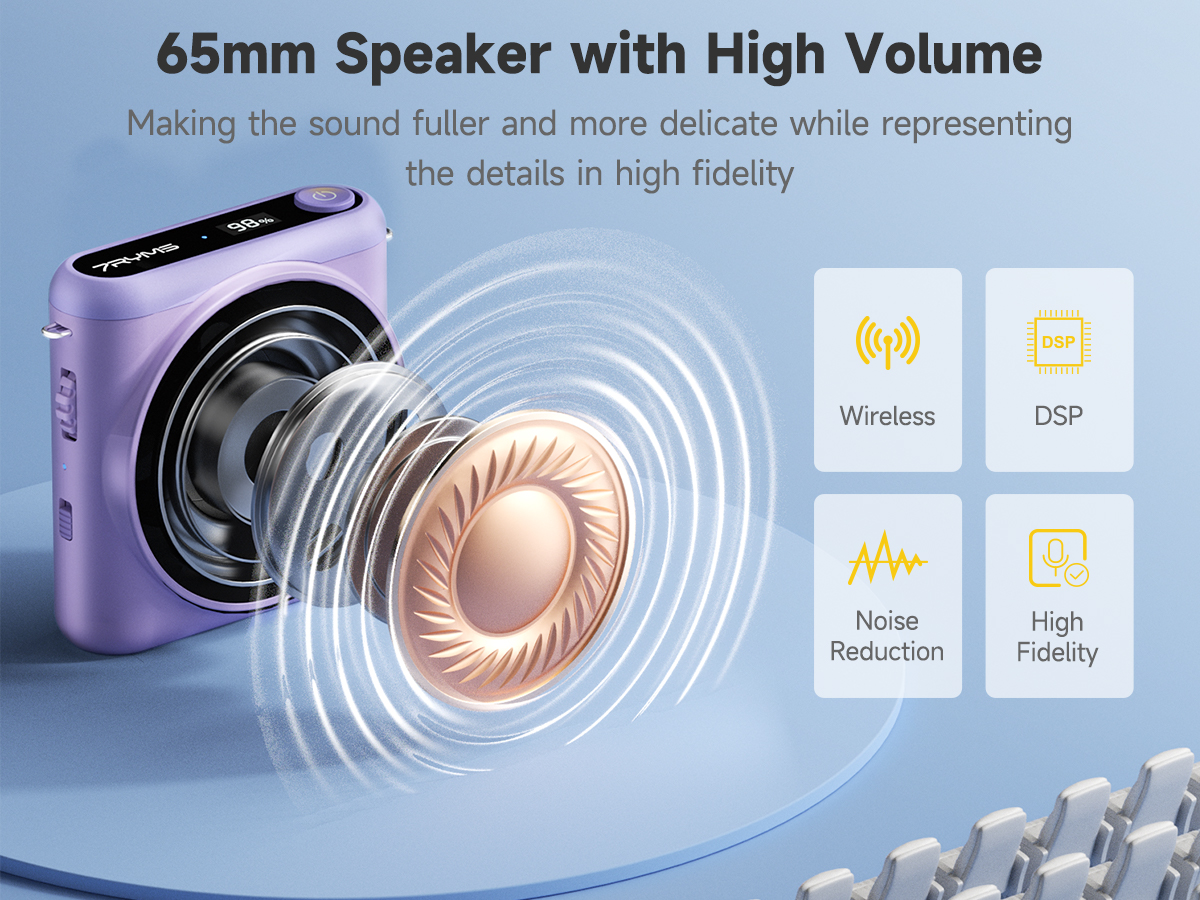 7RYMS WA1 Mini Portable Voice Amplifier, Bluetooth Speaker with 2.4G ...