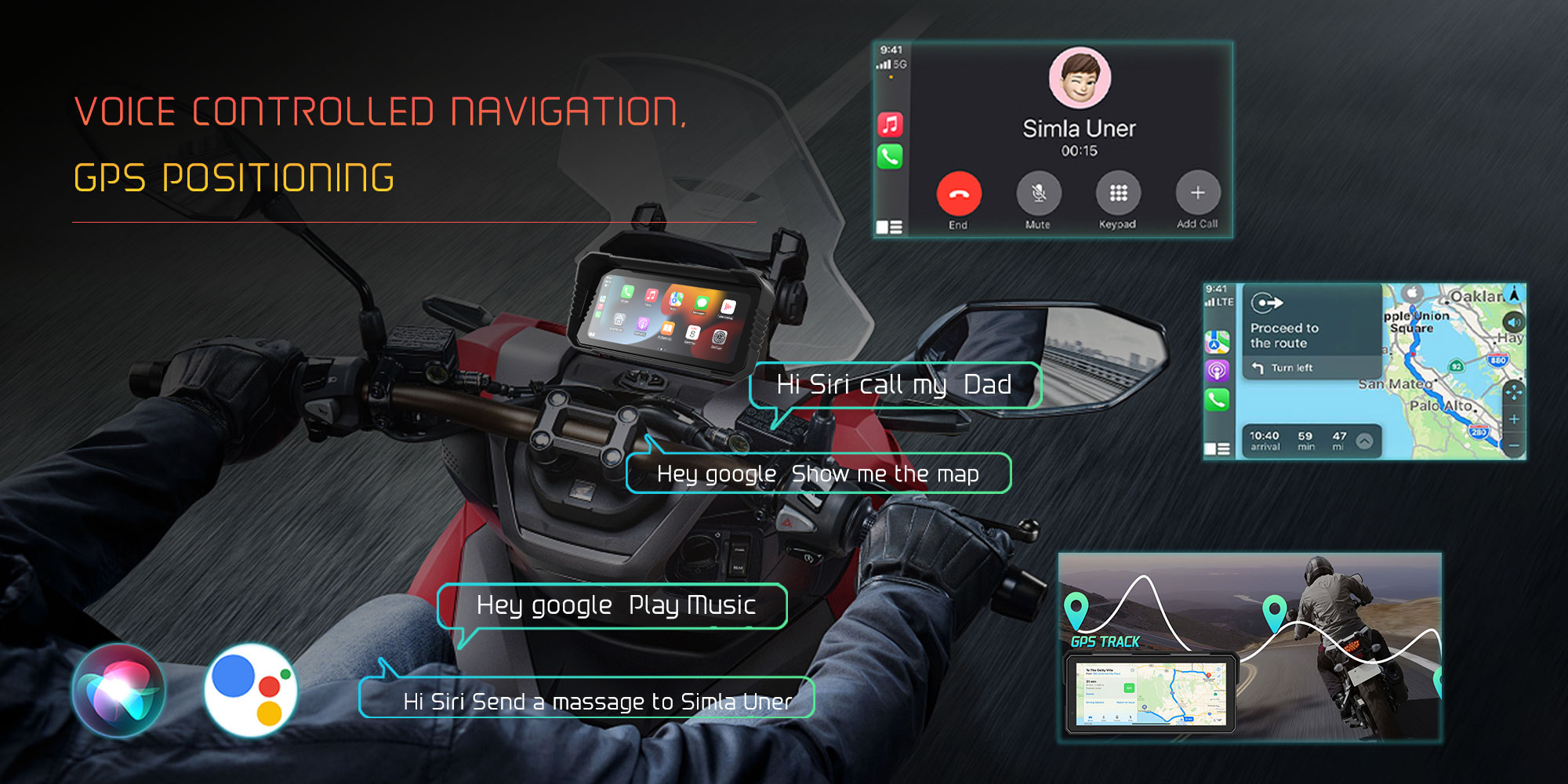 Motorcycle Carplay Android Auto TMPS 2K Dual lens Dash Cam Wifi ...