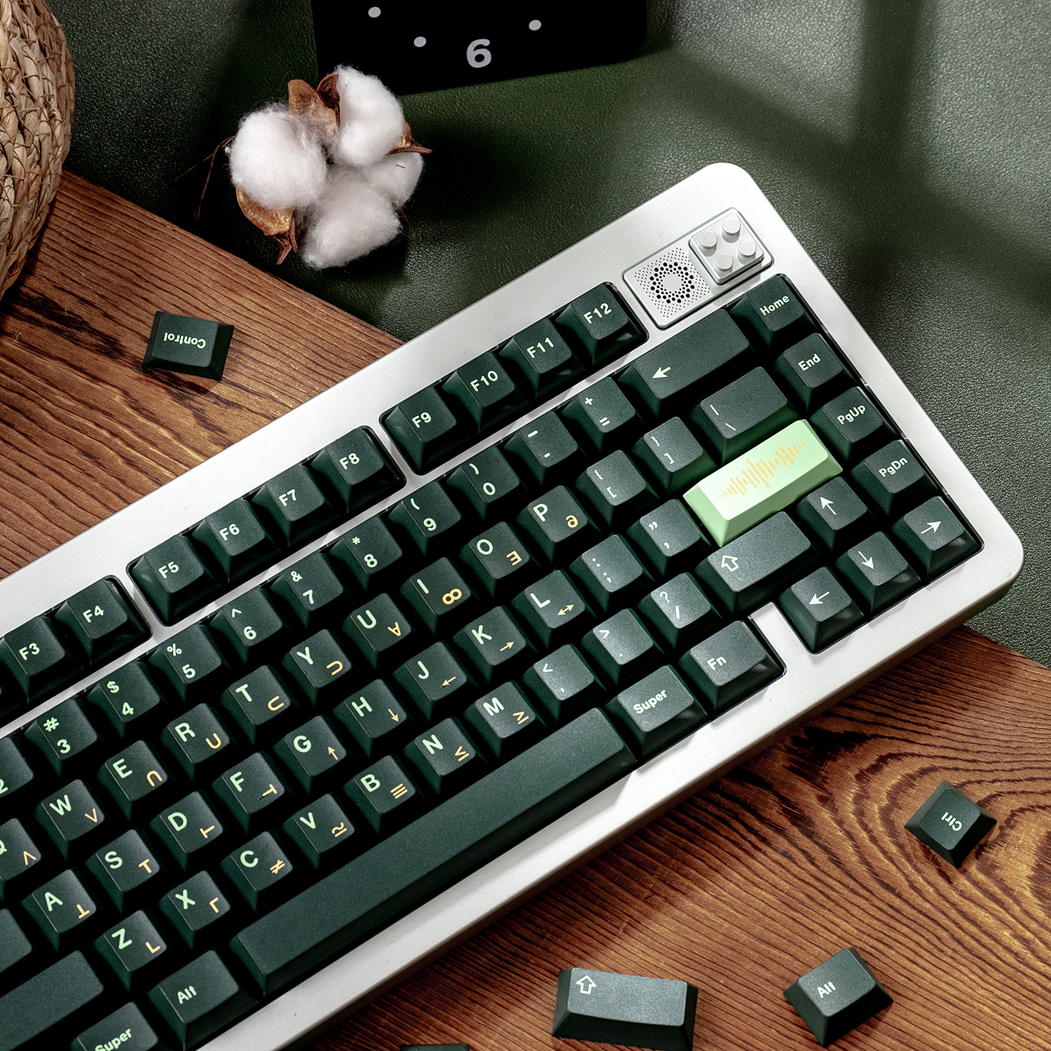 Ohm Keycaps Dark green PBT Cherry Profile for 6.25u Alice Mechanical ...