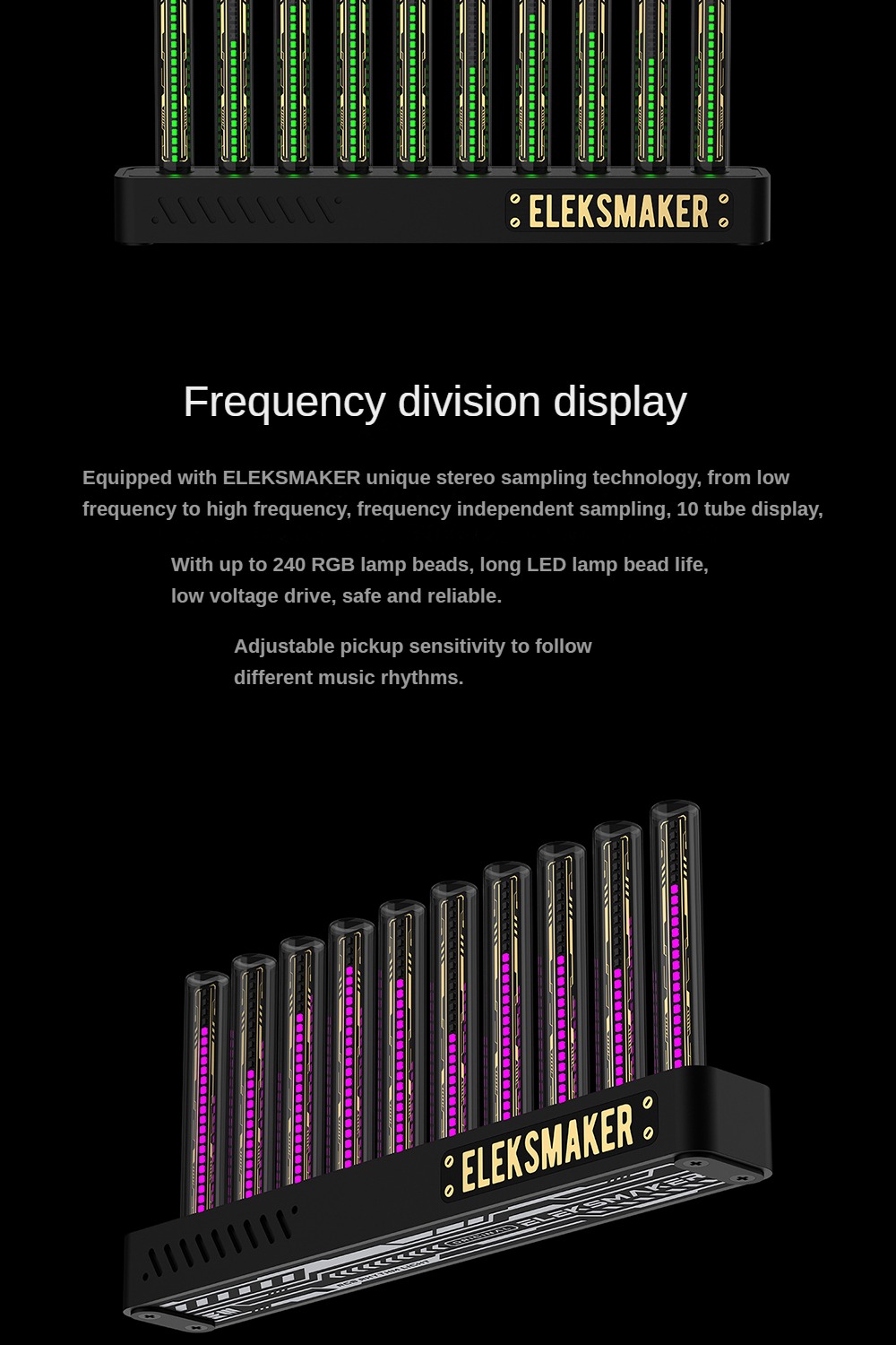 EleksMaker 10 Tube RGB Pickup Light Rhythm Light Gaming Atmosphere ...