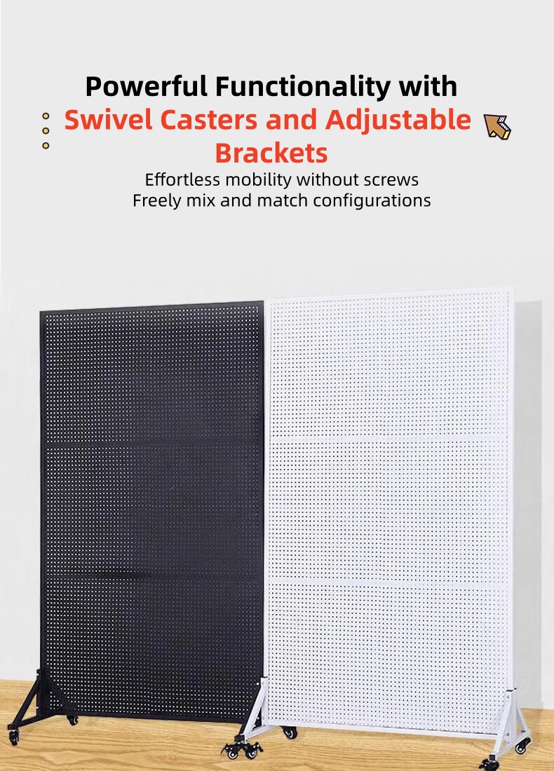 Movable Display Rack Metal Stand Shelf Pegboard Storage Rack with ...