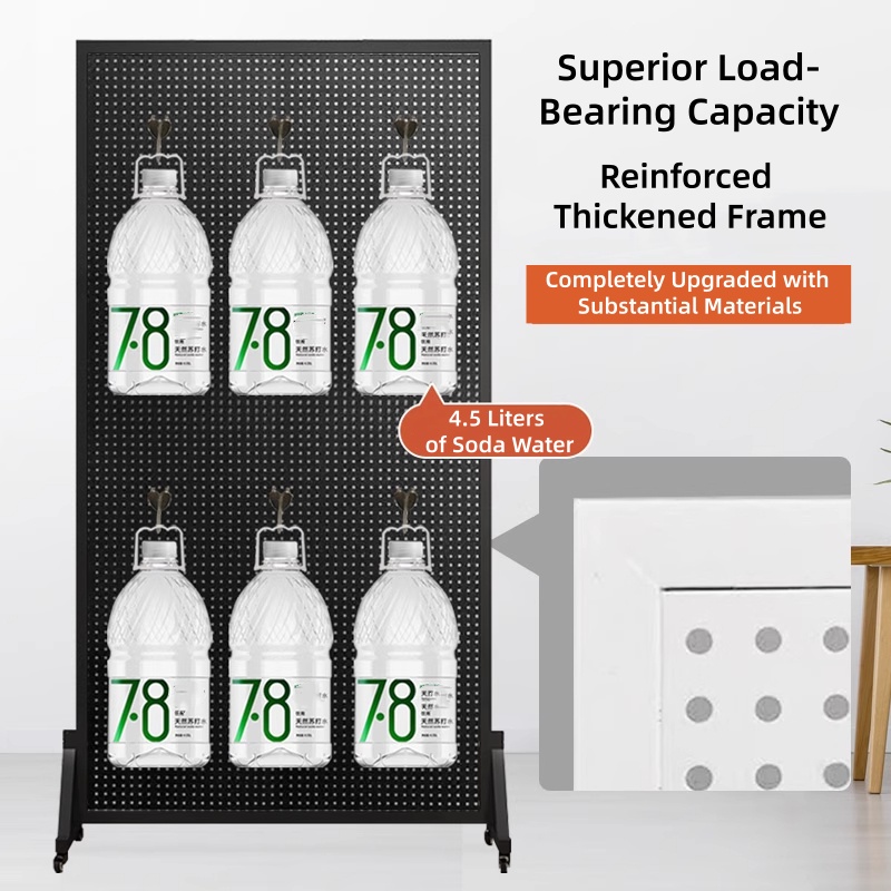 Movable Display Rack Metal Stand Shelf Pegboard Storage Rack with ...