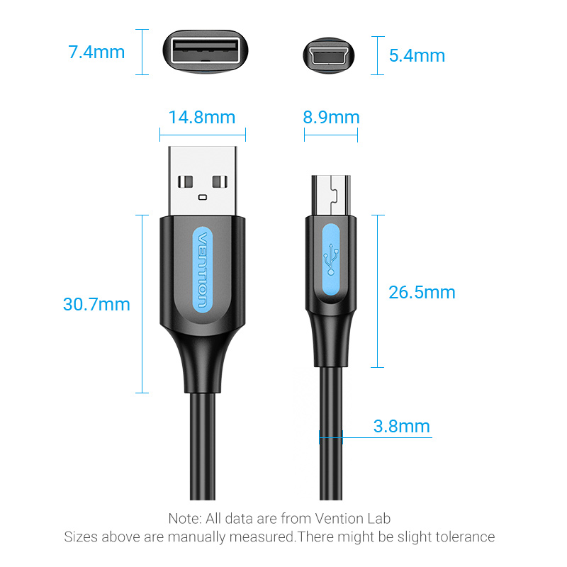 Vention Mini USB to USB Cable for Phones MP3 MP4 Tablet GPS USB Mini ...